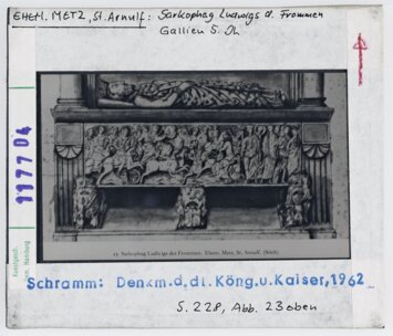 Vorschaubild Metz, St. Arnulf: Sarkophag Ludwigs d. Frommen, Gallien 5. Jhd. Diasammlung